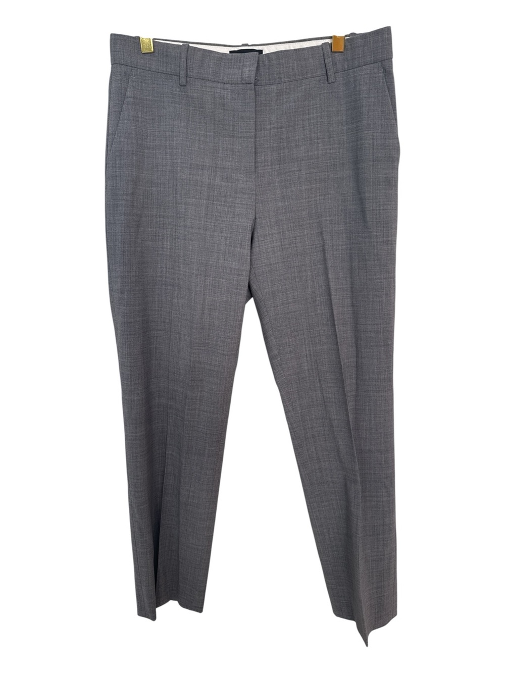 Theory Treeca Classic Good Wool Slim Straight Tailored Pants Grey Melange Size 6